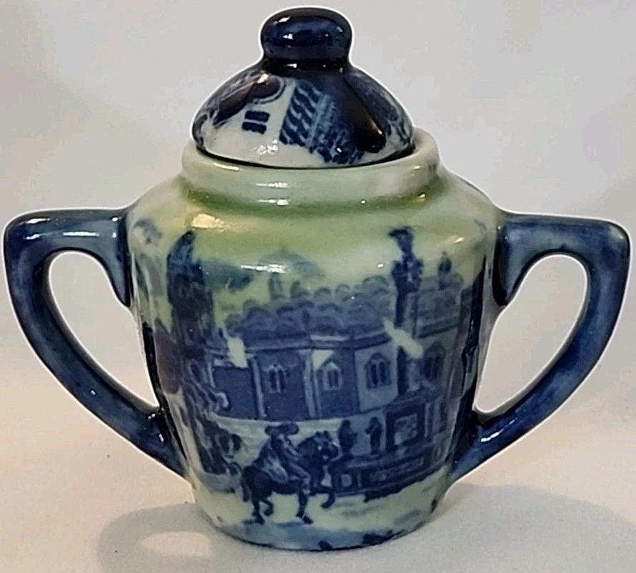 Миниатюрный детский набор для чаепития Victoria Ware Ironstone Flow Blue корзина 17 шт. - Изображение 4 из 4
