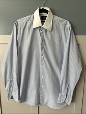 Chester Barrie Savile Row London Blue Stripe Long Sleeve Shirt Size 16 Button Up