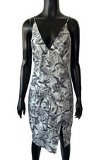 Zimmermann Monochrome Floral Cotton Mini Dress Size 0 AU 6 Spaghetti Strap V-Nec