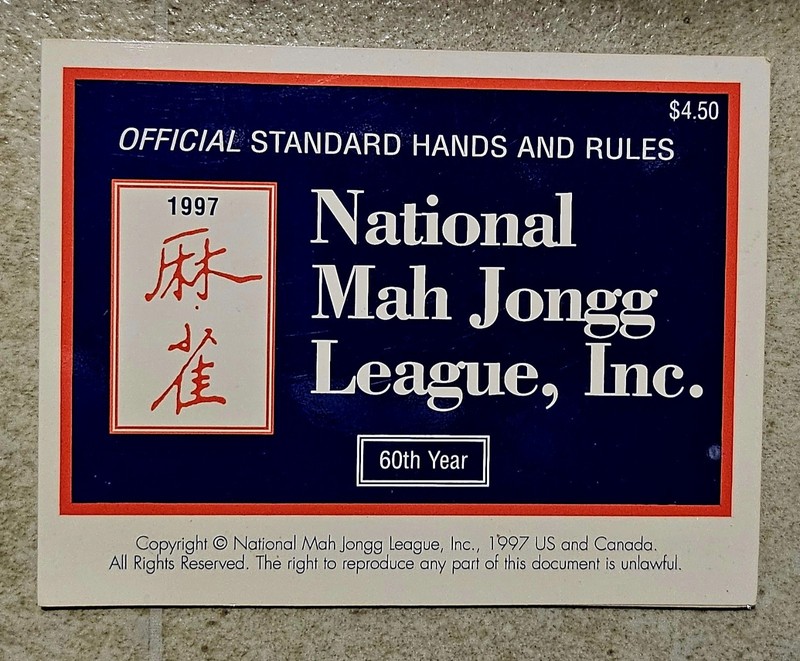 Vtg National Mah Jongg League Inc. Standard Hands & Rules Card 1997 60th Year