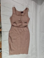 HMS Women's SZ L Beige Mini Dress Open In Belly Area
