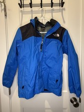 The North Face HyVent Boys Hooded Lightweight Rain Jacket L 14-16 Blue Clean
