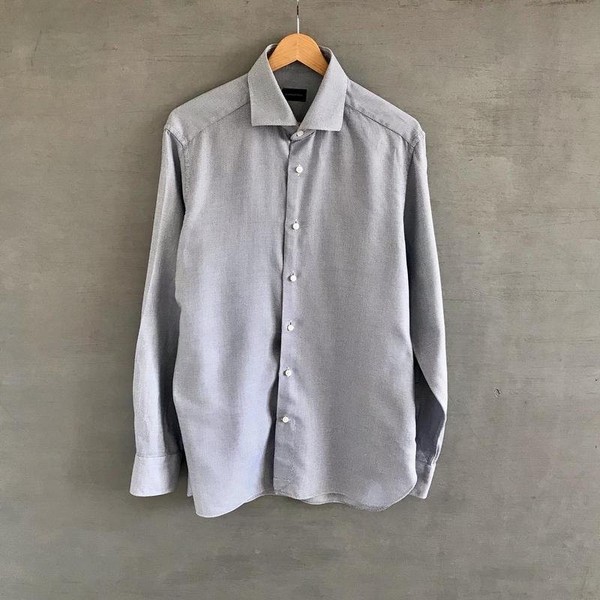 Men Ermenegildo Zegna Shirt Grey Cotton 40 /L / 48