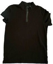 Hugo Boss Men's Black Zip Neck Logo Polo Shirt Size M Short Sleeve Cotton