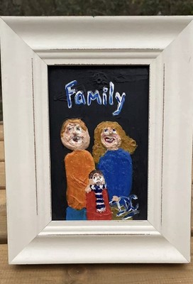 Acrylbild ''Familie'' gerahmt 9 x 14 cm Bild