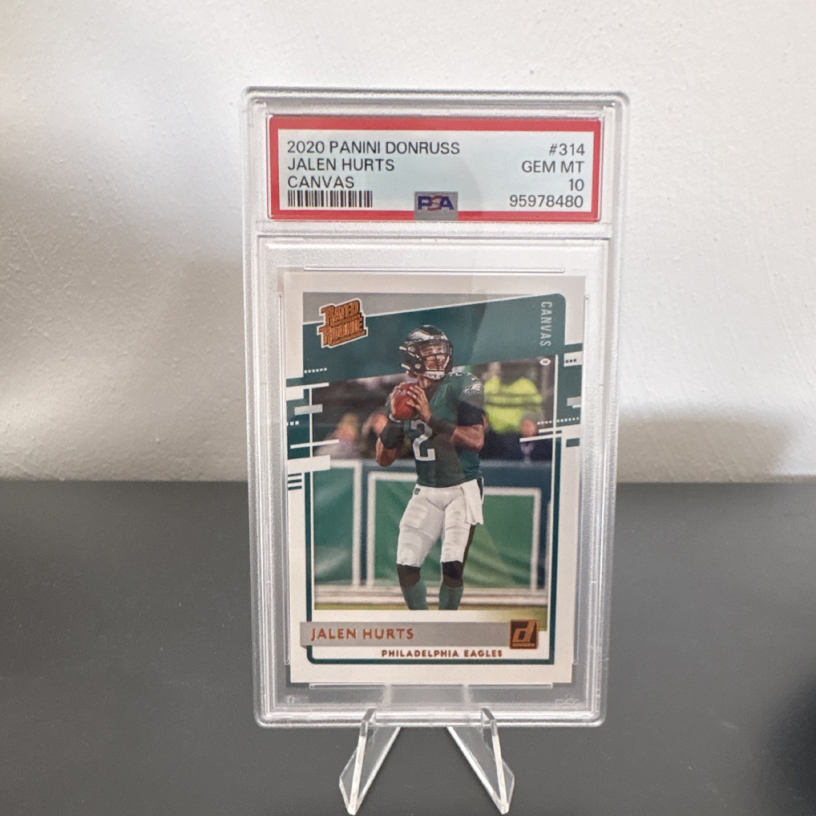 2020 Panini Donruss Jalen Hurts #314 Rated Rookie Canvas PSA 10 Eagles