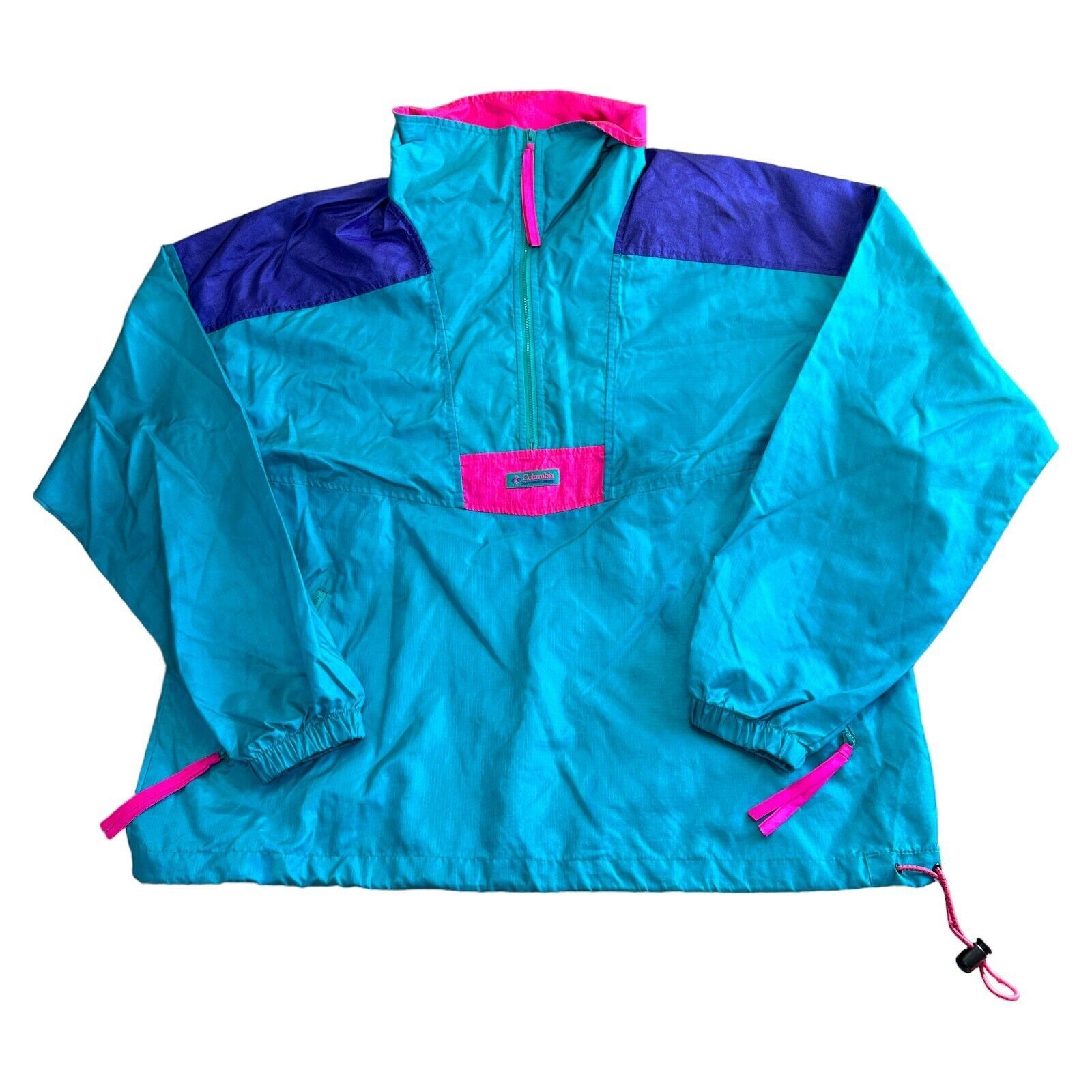 Chaqueta cortavientos Columbia Anorak bloque de color manga radial para hombre grande