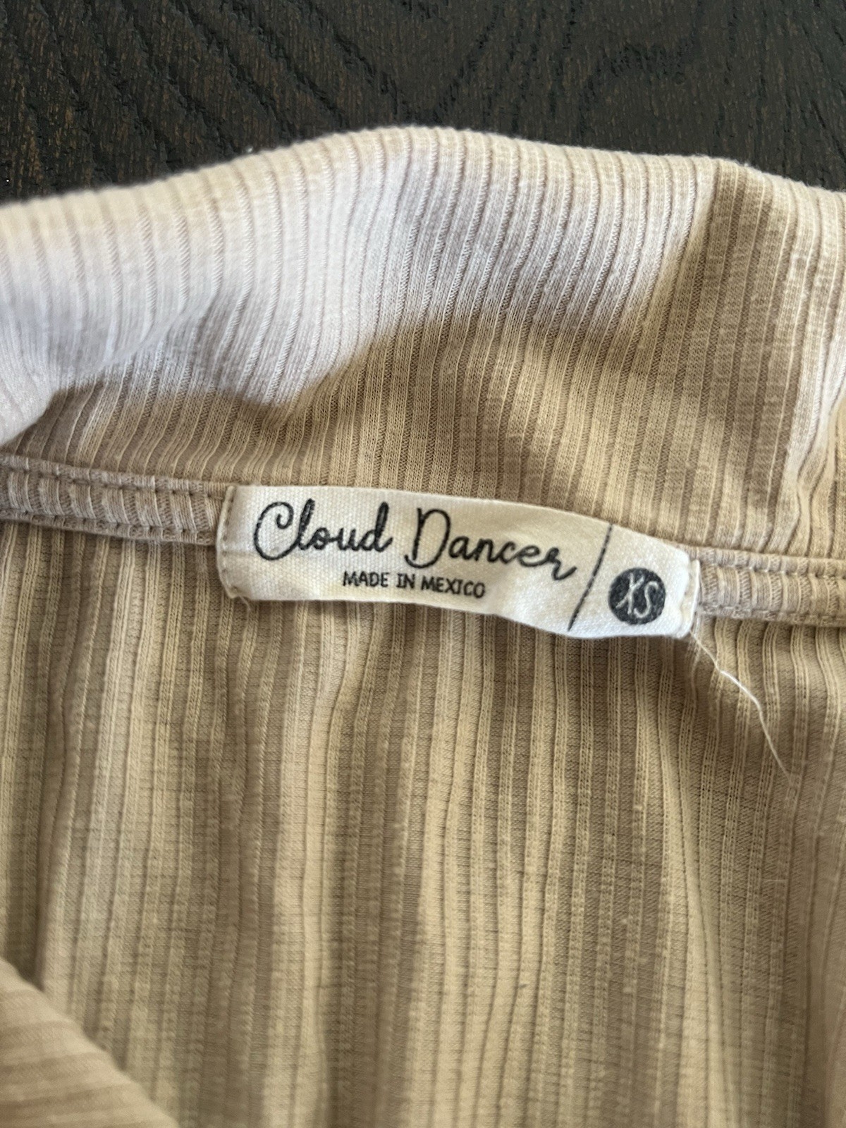 Cloud Dancer Beige Ribbed Half-Zip Collared Top S… - image 4
