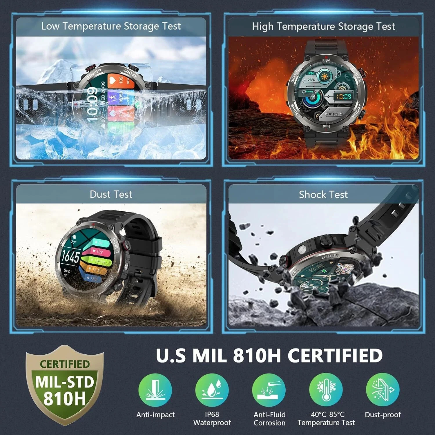 Blackview W50 Military Tactical Smart Watch (Answer /Make Call) 5ATM Waterproof