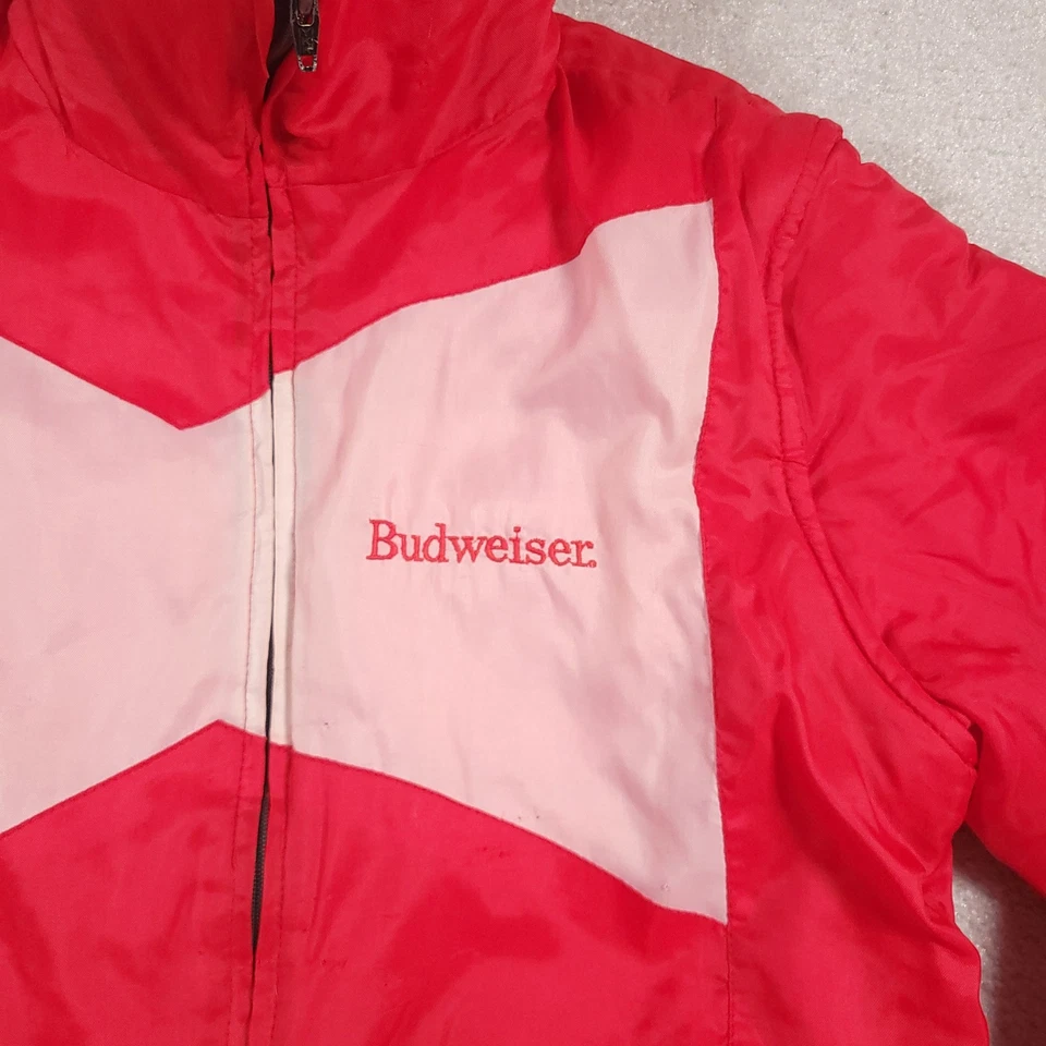 Vtg Budweiser Jacket Vest Mens Medium Puffer Anheuser-Busch A Eagle 90's USA - Image 3 of 4