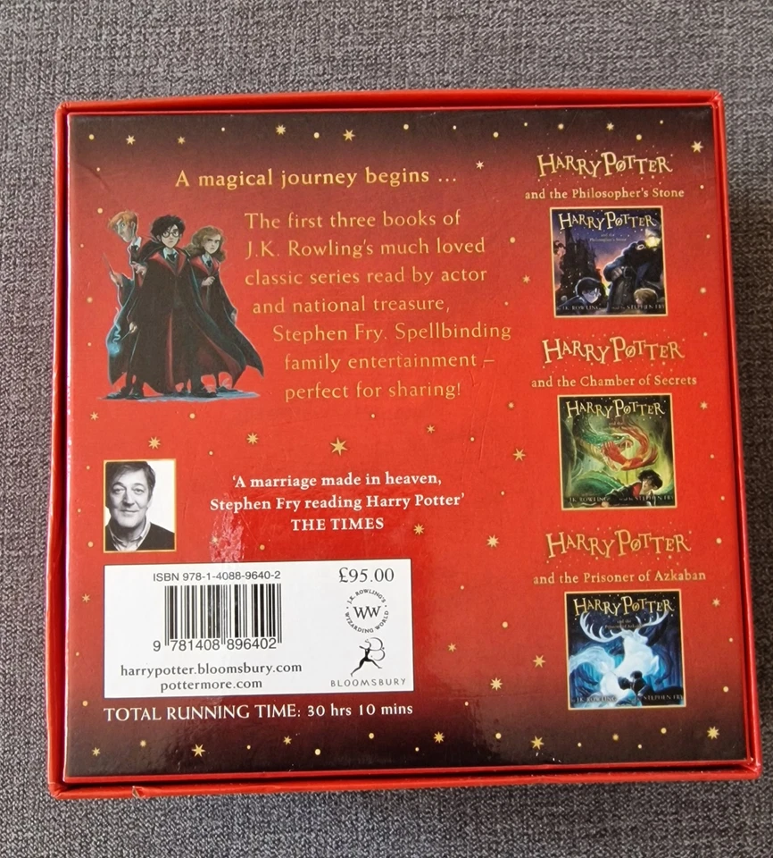 Harry Potter Audio Books 1-3 Complete & Unabridged 25 CD Box Set - Stephen Fry - Image 2 of 4