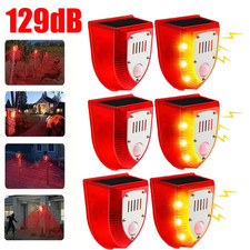1-6pcs Solar Power Motion Sensor Sound Light Alarm Dog Barking Gunshots Repeller