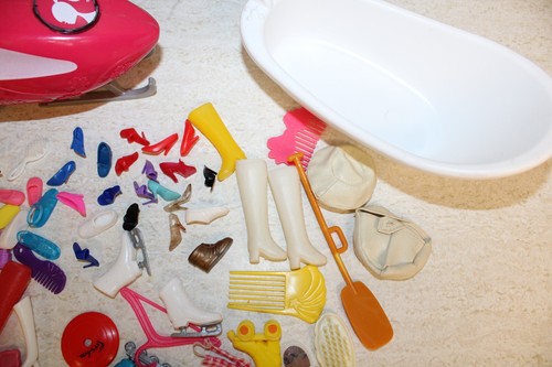 Lot of Barbie® Doll Accessories: Clothes, Shoes, Bath Tub, and Snow Mobile - Picture 4 of 8