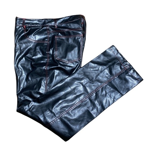 Pantalone donna RAG in pelle PU gamba dritta nero taglia 9 - Foto 3 di 6