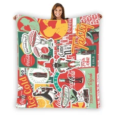 New! Coca-Cola Ice Cold Soft Warm Single-Side Printing Flannel Fleece Blanket