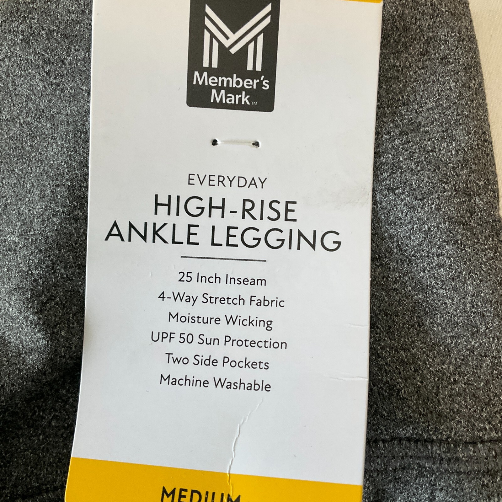 Members Mark Ankle Leggings Womens Size M Black Gray High Rise Stretch 2 Pair