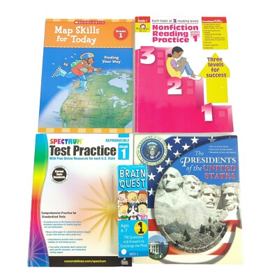 Spectrum Test Practice Grade 1 Map Skills Reading Presidents Workbooks Bundle