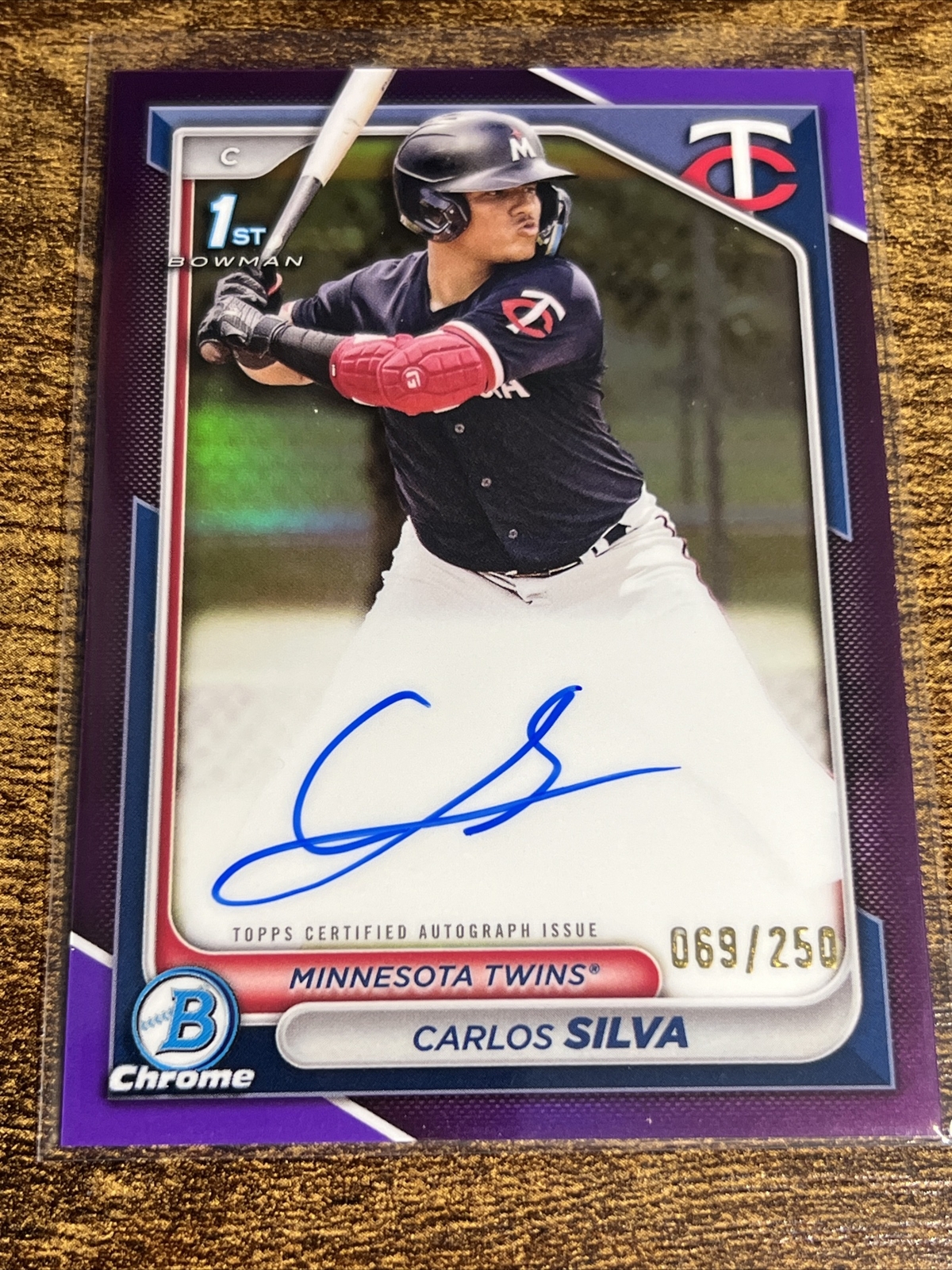 2024 Bowman Chrome Carlos Silva Purple 1st Auto /250 #CPA-CSI Twins