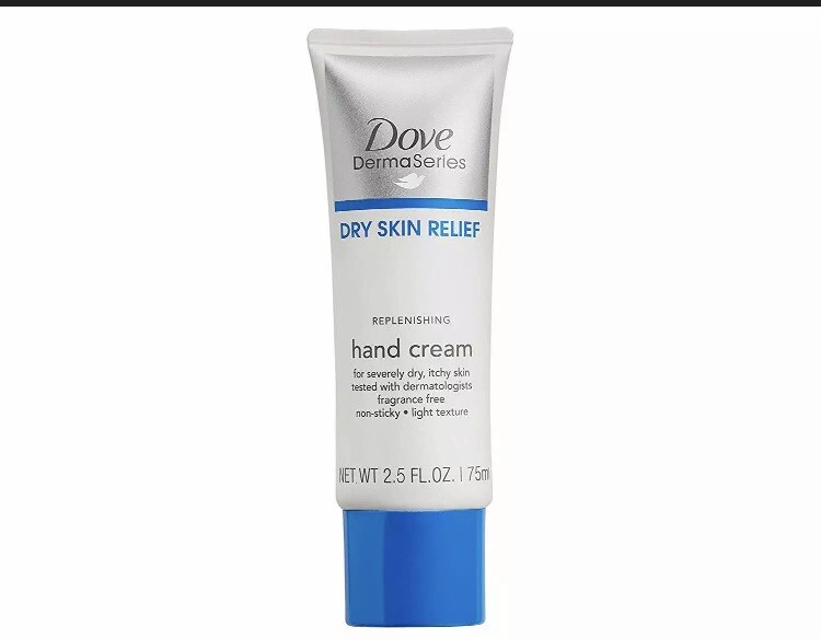 Dove Derma Series DRY SKIN RELIEF Hand Cream Fragrance Free Replenishing 2.5 Oz