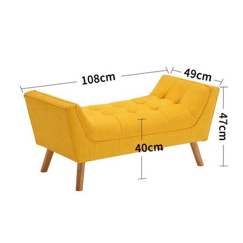 Chenille Fabric Bed End Chaise Lounge Window Seat Arm Bench Hallway W/Wood Legs - Picture 13 of 15