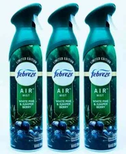 3 PACK Febreze Air NEW SCENT 2024! White Pine & Juniper Berry Air Freshener 8.8