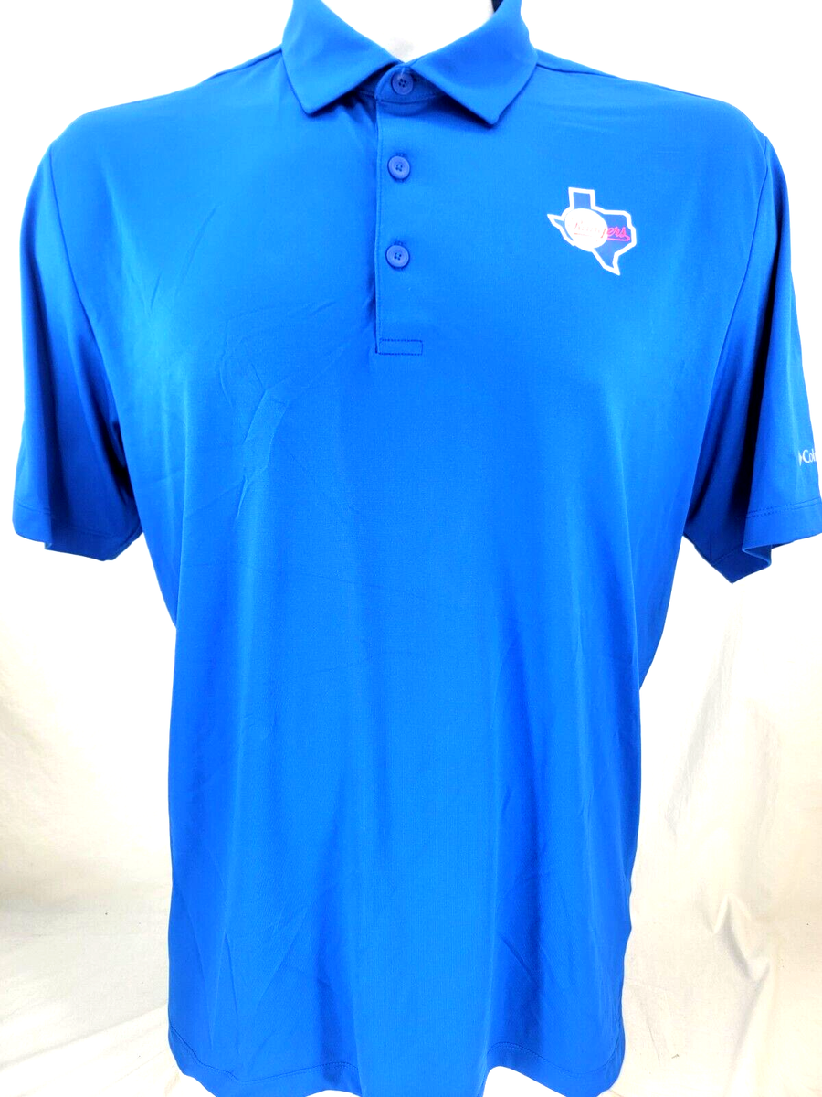 NEW Texas Rangers Blue Columbia Omni-Wick Drive SS Golf Polo Shirt