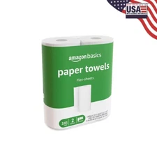 Amazon Basics 2-Ply Paper Towels, Flex-Sheets, 2 Rolls, White