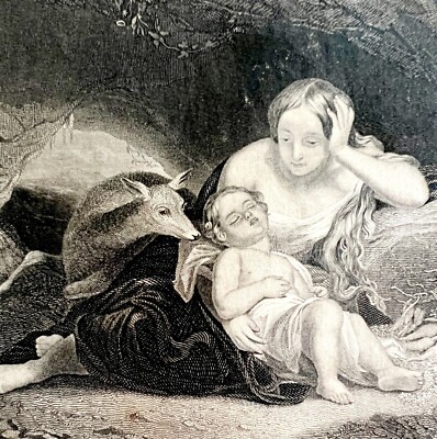 Genevieve Of Brabant Steel Engraving 1859 Victorian Medieval Art DWY5F
