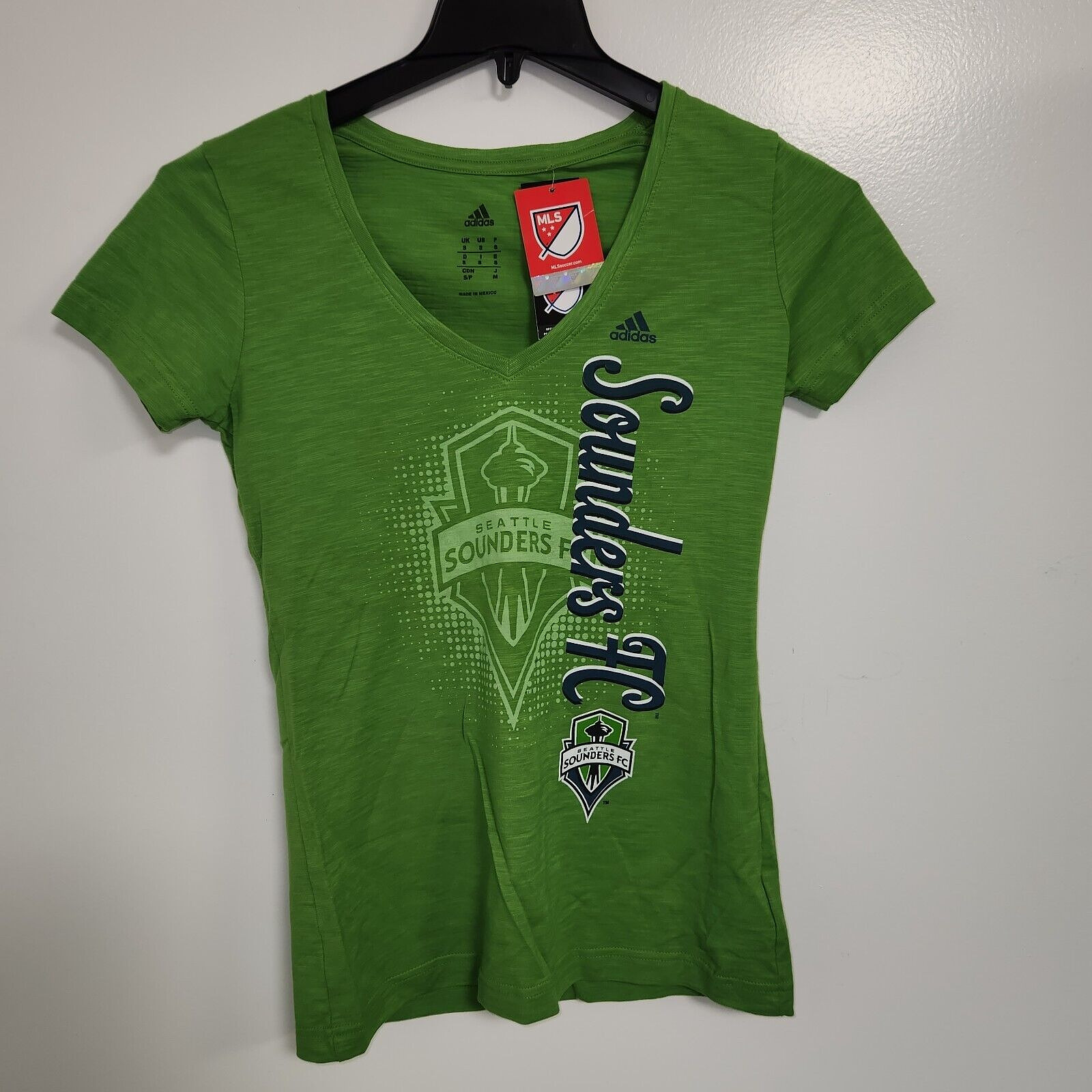 Seattle Sounders Adidas MLS Women's S/S V-neck Shirt, Large