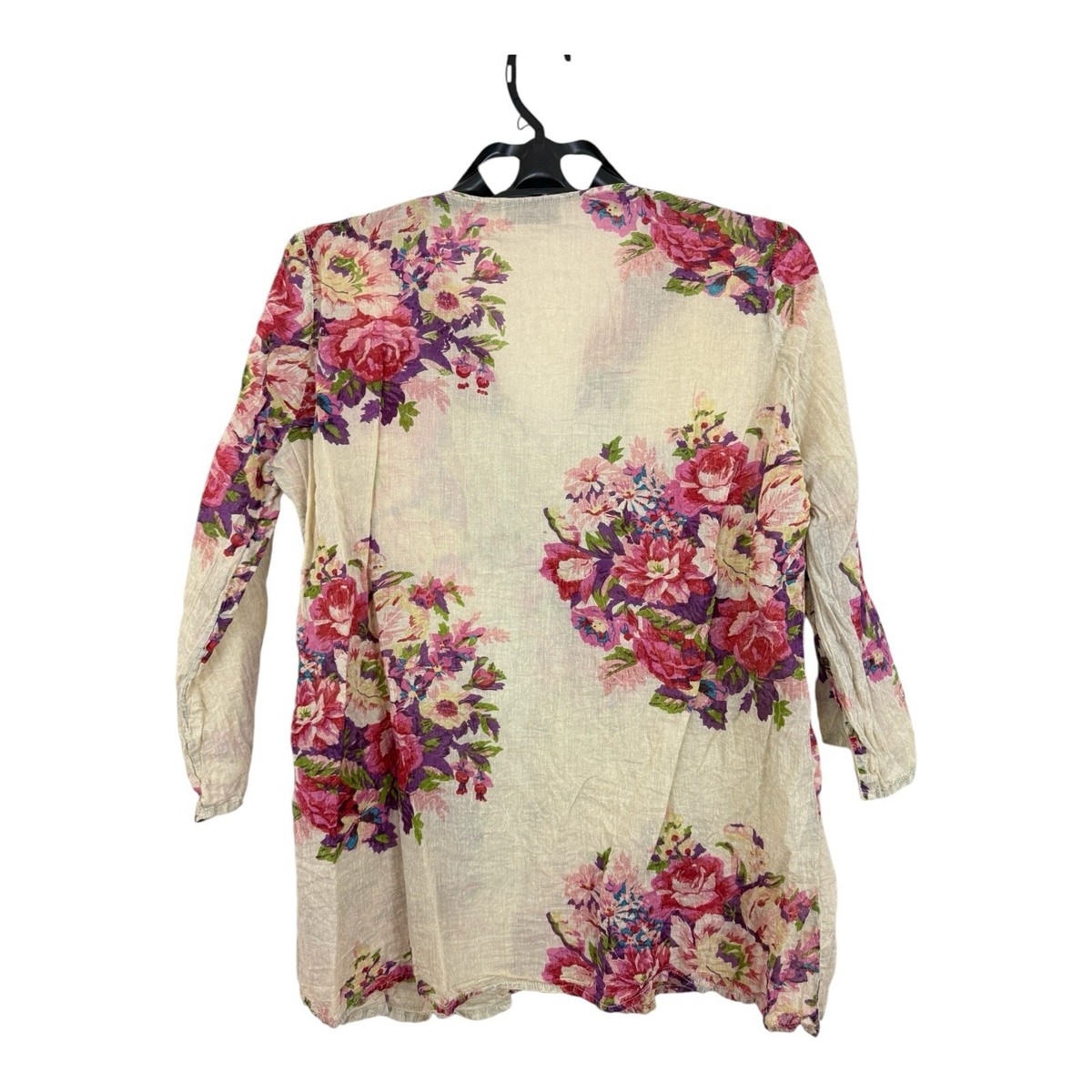 Vintage Goa Embroidered Floral Tunic Top Sz Extra Large 3/4 Vintage Goa Embroidered Floral Tunic Top Sz Extra Large 3/4