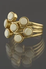 Royal WHITE Genuine BALTIC AMBER Gold Plated Silver Adjustable Ring 4.6g 20713-5