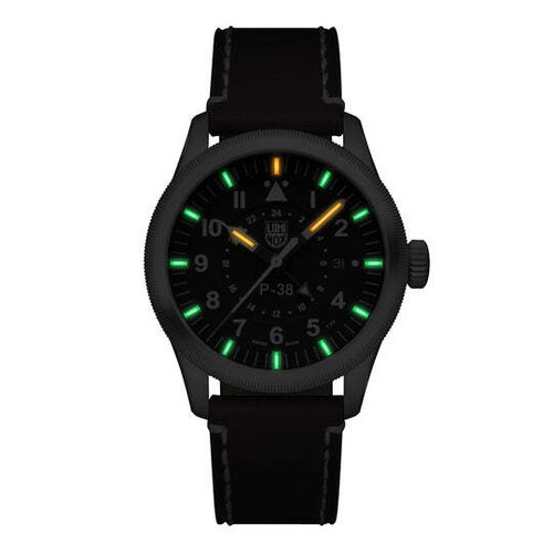 New Luminox P-38 Lightning Black Dial Leather Band Men's Watch XA.9521 - Picture 3 of 4