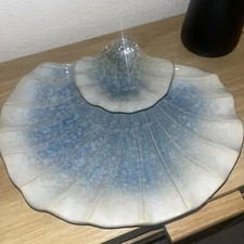 VTG Blue Ceramic Seaside Beach Scallop Serving Dish , Jewelry Tray Etc…