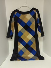 Nine West Size 2 Dress 3/4 Sleeve Fitted. Blue Black Tan