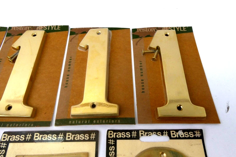 Lote Mixto Restaurar Restyle Interdiseño Exterior Hogar Casa Números 1 5 7 8 Latón Foto 3 de 4