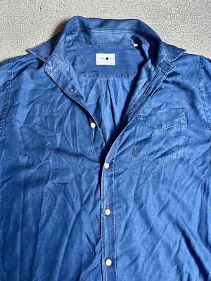 No Nationality NN07 Errico Shirt XL Blue Minimalist Casual Long Sleeve