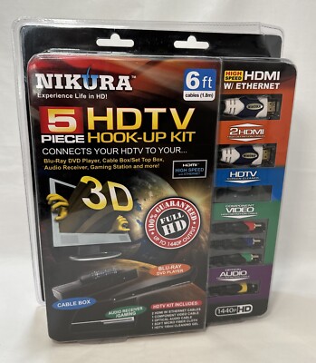 Nikura PRO 5 Piece HDTV HOOK UP KIT HDMI Cables For HDTV, Blu-ray Player & More