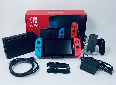 Nintendo Switch Console Neon Blue/Red Joy-Con Set Boxed Excellent