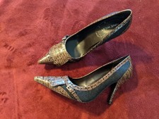 Nine West Black/Brown Croco Spectator Pumps. Sz 8M. New in Box. 