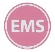 Magnetic Bumper Sticker - Pink EMS (Emergency Medical Services) - Round Magnet