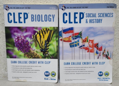 CLEP Biology Social Sciences History 2 Book Lot Test Prep 2017 2018 Textbooks