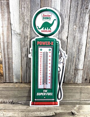 Sinclair Dino Gasoline Gas Oil Thermometer 17'' Metal Aluminum Sign Garage New
