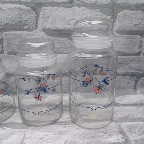Princess House Heritage Blossom (Blue Floral) 3 Piece Glass Canister Set - NICE! - Picture 7 of 13
