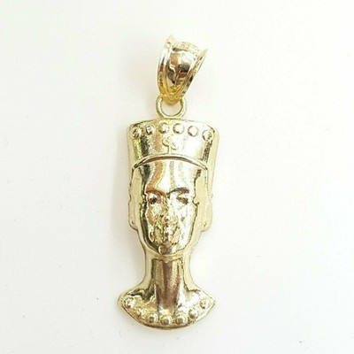 New 10k yellow Gold Egyptian Nefertiti Queen Cleopatra head Pendant jewelry 2.1g
