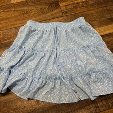 SHEIN White Dalmation Flowy Medium Garen Sundress Tie Women's Blue Skirt