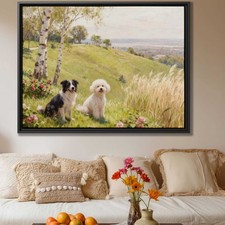 Obra de arte de perro pastor australiano pintura al óleo lienzo impresión decoración de sala de estar