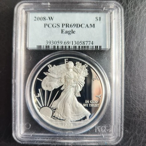 2008-W American Silver Eagle Dollar PR69 DCAM PCGS Proof 69 Deep Cameo