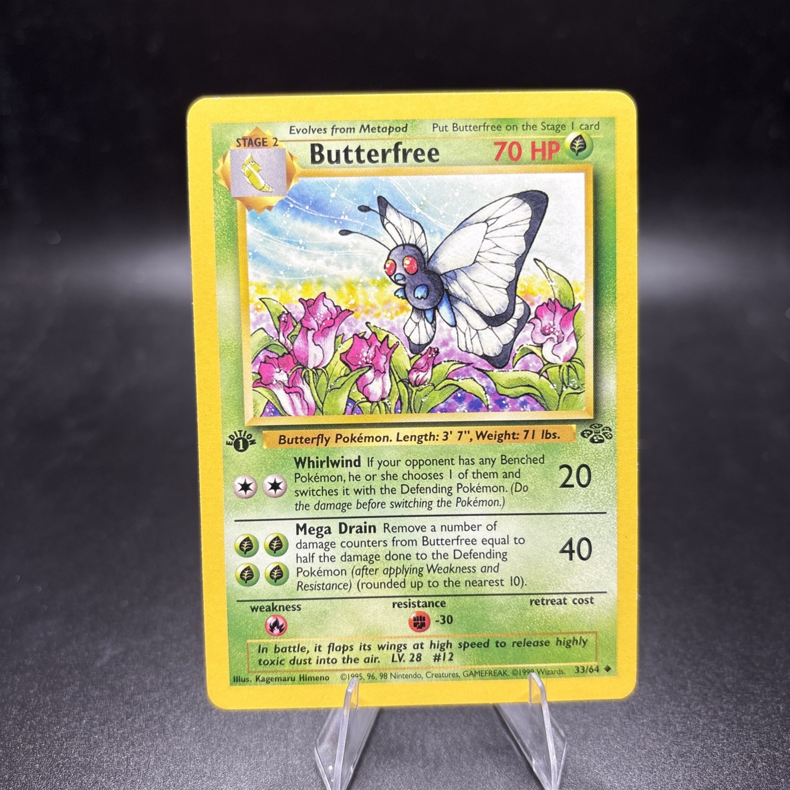 Pokemon Butterfree 33/64 - NM - 1999 1st Edition Jungle - Uncommon Near Mint -j