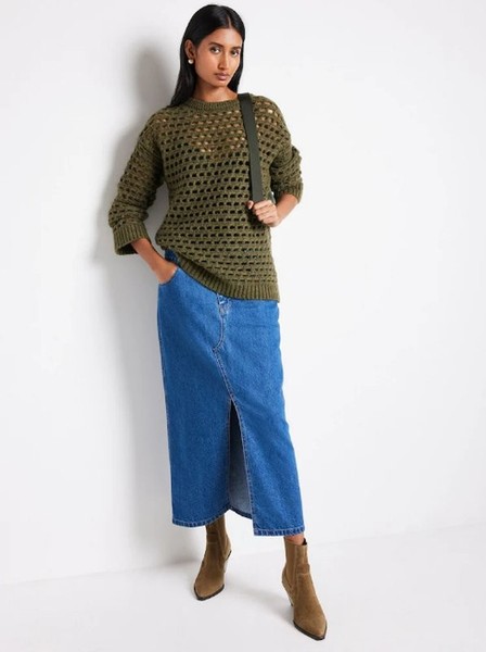Women Sweater Khaki Mesh S