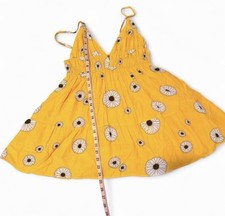 Urban Outfitters XS Yellow Floral V-Neck Smocked Adjustable Strap Sundress